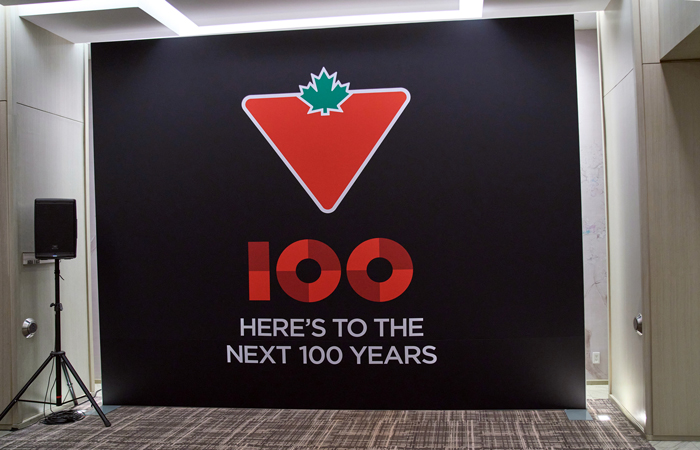 Canadian Tire 100 Year Celebration Fabric Wall at convention centre