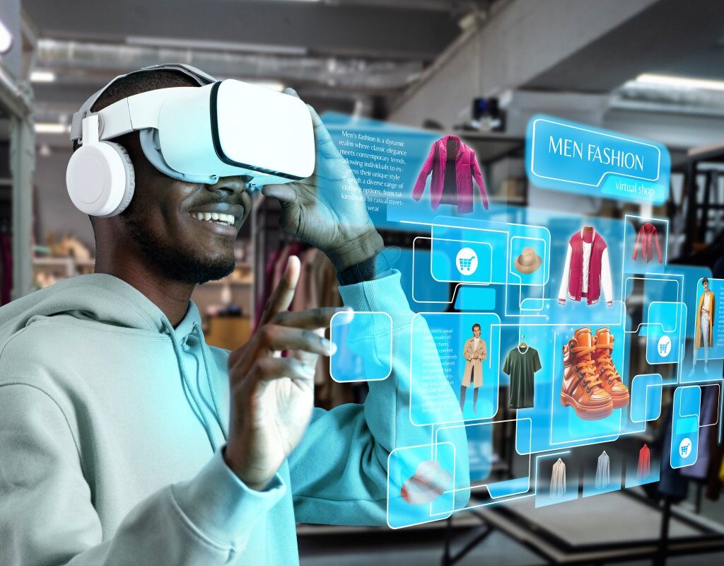A man using VR to shop