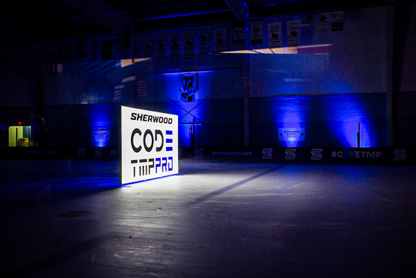 Lit sign on ice rink
