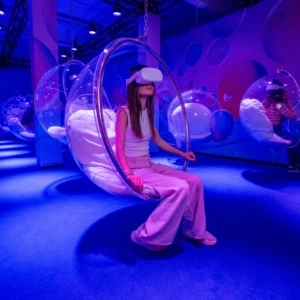 BubblePlanet girl with VR set on